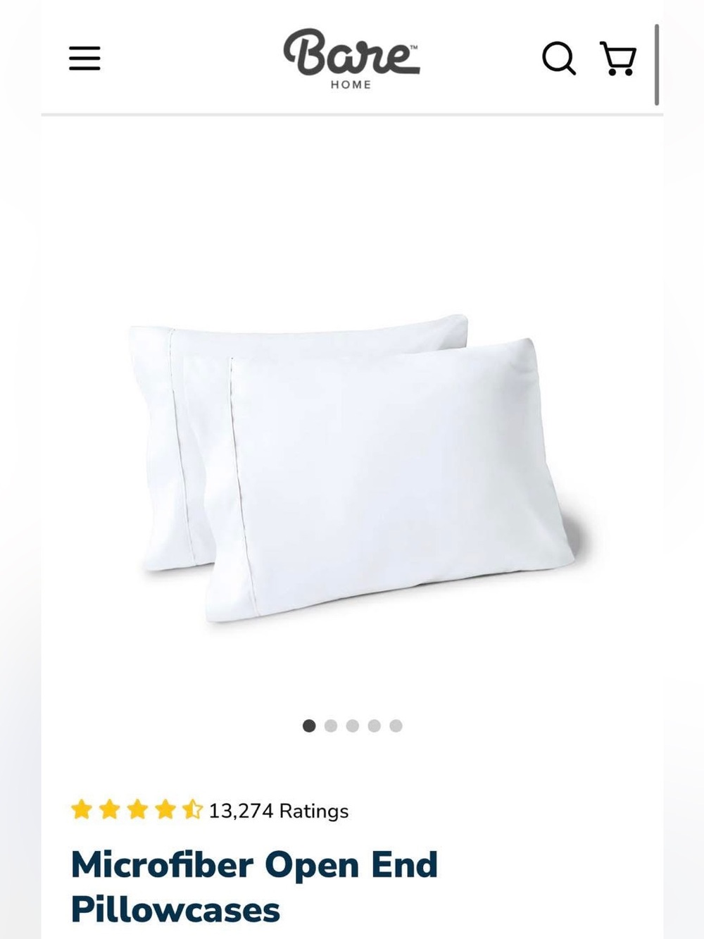 White Microfiber Pillowcases - Soft Open-End Pair